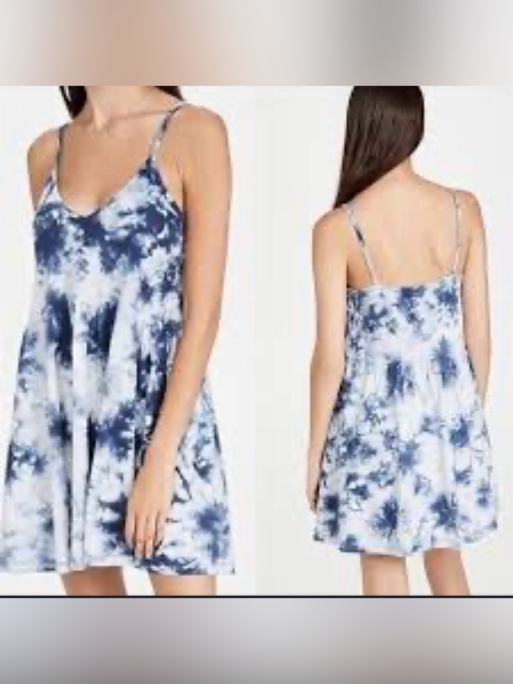 Z Supply Blue and White Tie-Dye Spaghetti Strap Dress Small